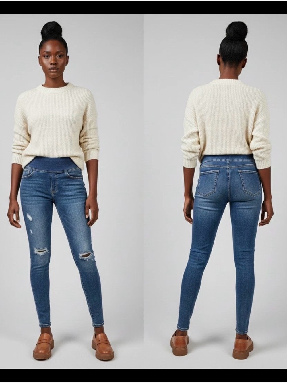 Rock & Republic Denim RX Fever Pull On Jegging Sz 8 Mid Rise Distressed Med Wash